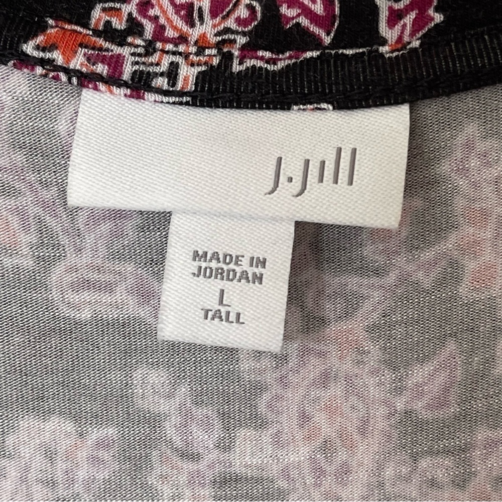 J. Jill Paisley Maxi Dress Pockets Scoop Neck Black Red Purple Orange Large Tall - Picture 10 of 16